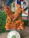 Tượng Gà Trống Phong Thủy Gỗ Hương Cao 60 Ngang 58 Sâu 20 (cm)