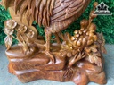 Tượng Gà Trống Phong Thủy Gỗ Hương Cao 60 Ngang 58 Sâu 20 (cm)