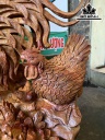 Tượng Gia Đình Gà Gỗ Hương Cao 76 Ngang 75 Sâu 46 (cm)