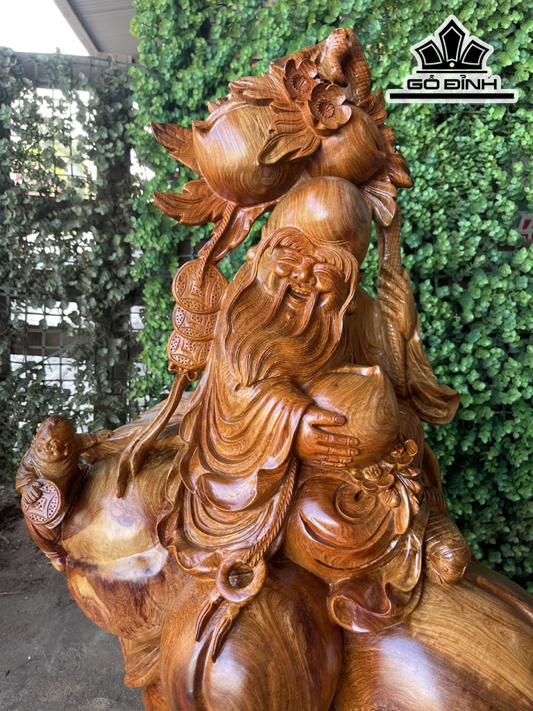 Tượng Ông Thọ Gỗ Hương Cao 75 Ngang 58 Sâu 36 (cm)