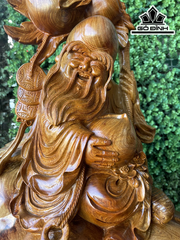 Tượng Ông Thọ Gỗ Hương Cao 75 Ngang 58 Sâu 36 (cm)