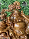 Tượng Phật Di Lặc Tam Phúc Gỗ Hương Cao 65 Ngang 65 Sâu 38 (cm)