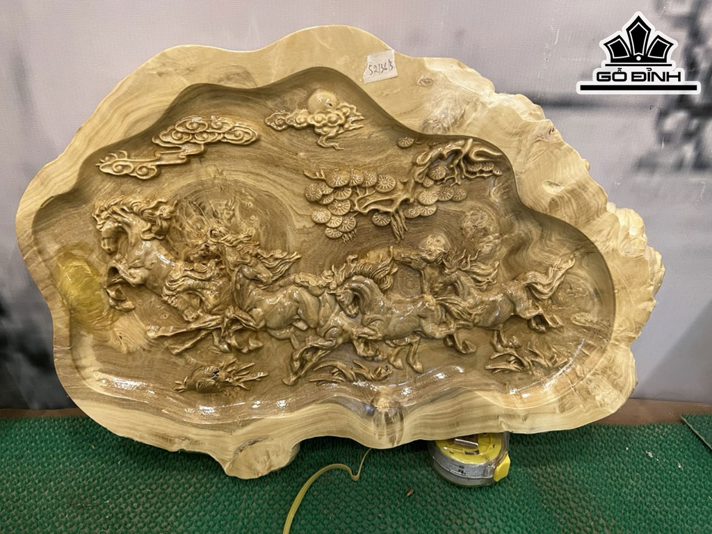 Tranh Bát Mã Gỗ Nu Nghiến Ngang 52 Cao 356 Sâu 3 (cm)