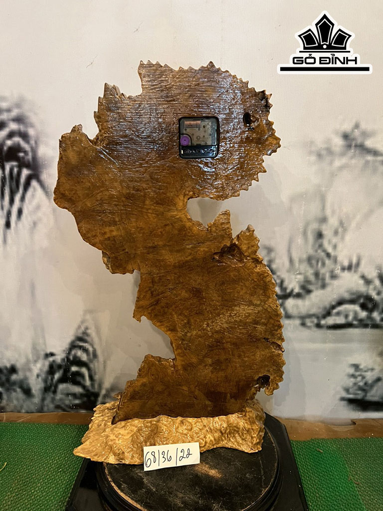 Tranh Đồng Hồ Chữ Tâm Gỗ Nu Nghiến Cao 68 Ngang 36 Sâu 22 (cm)