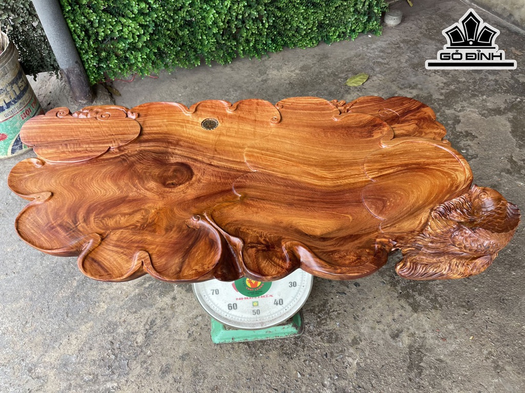Khay Trà Cá Chép Gỗ Hương Dài 100 Ngang 52 Sâu (5-14) cm