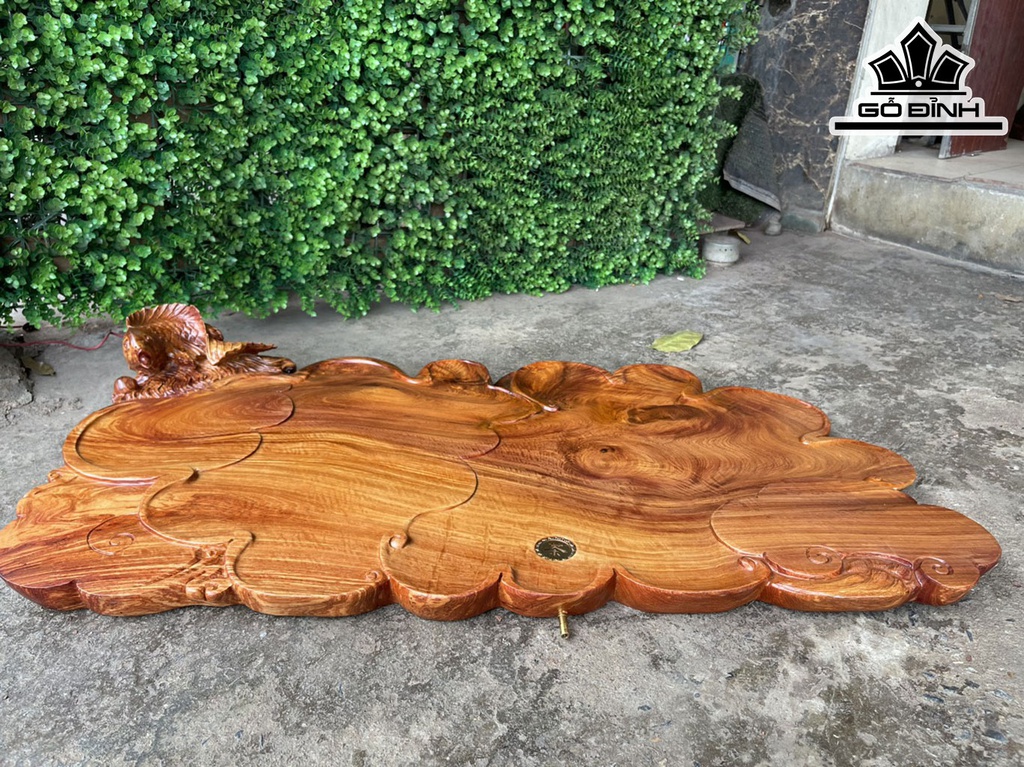 Khay Trà Cá Chép Gỗ Hương Dài 100 Ngang 52 Sâu (5-14) cm