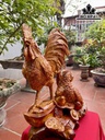 Tượng Gia Đình Gà Gỗ Hương Cao 56 Ngang 52 Sâu 25 (cm)