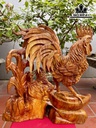 Tượng Gia Đình Gà Gỗ Hương Cao 56 Ngang 52 Sâu 25 (cm)