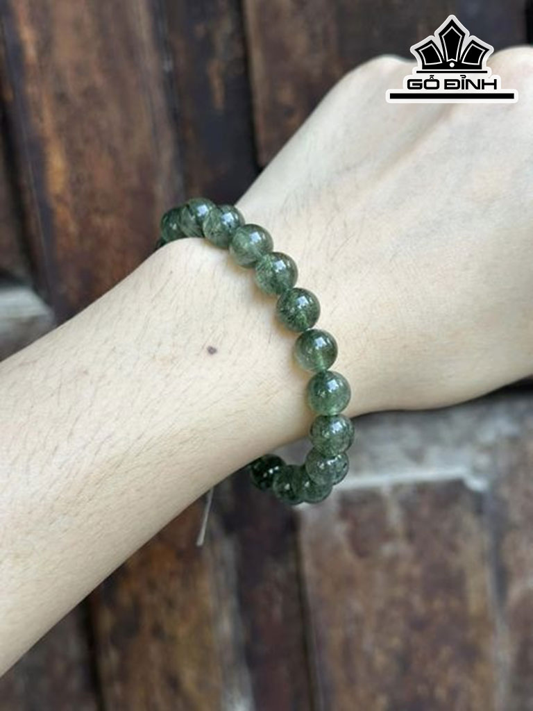 Vòng Tay Đá Thạch Anh Tóc Xanh Đường Kính 9,7 (mm)