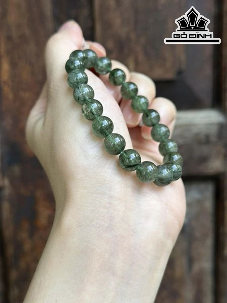 Vòng Tay Đá Thạch Anh Tóc Xanh Đường Kính 9,7 (mm)