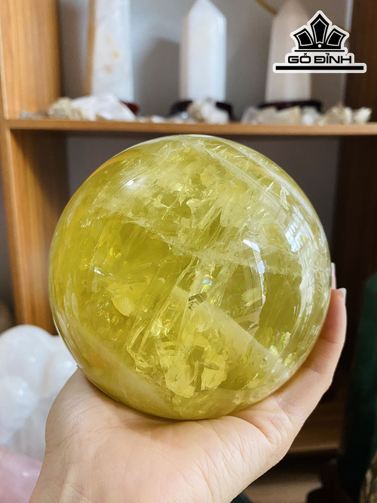 Bi Cầu Đá Thạch Anh Vàng Đường Kính 11 (cm) 2,2kg