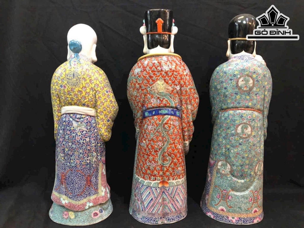 Bộ Tam Đa Gốm Tàu Men Gấm Cao 66 (cm)