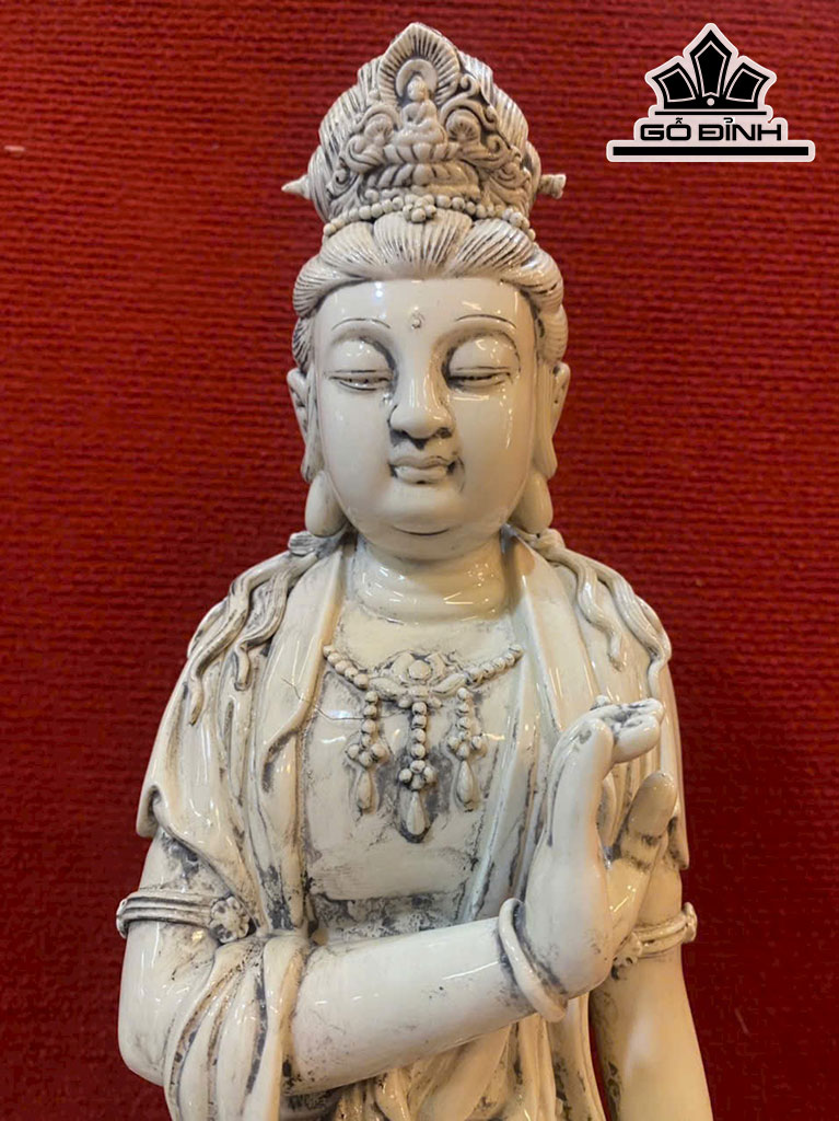 Tượng Quan Âm Gốm Tàu Cao 59 Ngang 36 (cm)