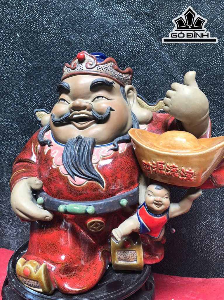 Tượng Thần Tài Gốm Phật Sơn Cao 30 Ngang 28 (cm)