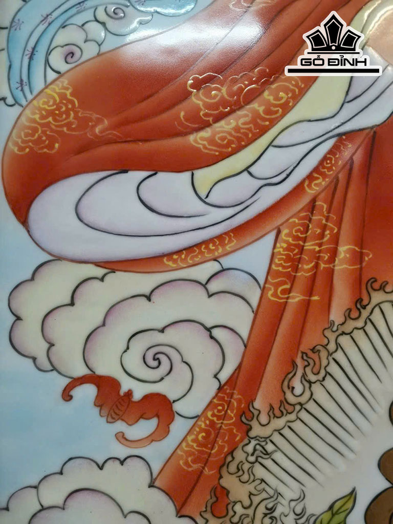 Tranh Thần Tài Gốm Tàu Cao 126 Rộng 70 (cm)