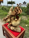 Tượng Gia Đình Gà Gỗ Hương Cao 60 Ngang 58 Sâu 26 (cm)