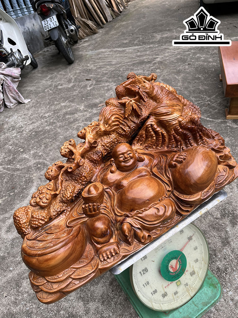 Tượng Phật Di Lặc Gỗ Ngọc Am Cao 36 Ngang 75 Sâu 38 (cm)