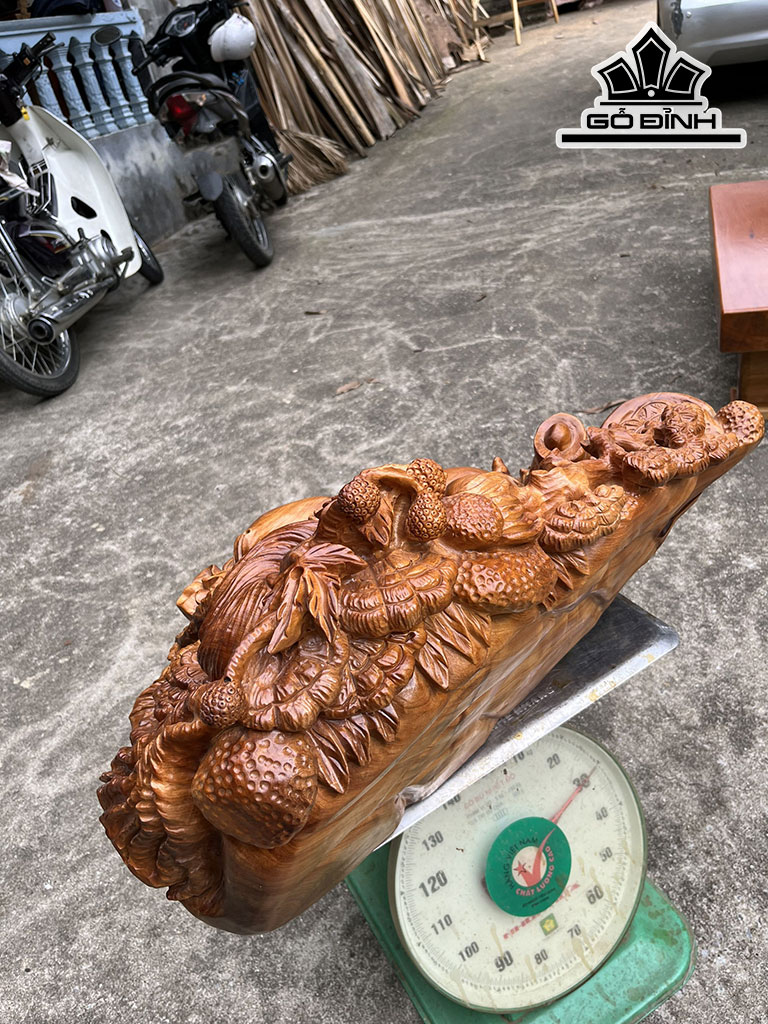 Tượng Phật Di Lặc Gỗ Ngọc Am Cao 36 Ngang 75 Sâu 38 (cm)