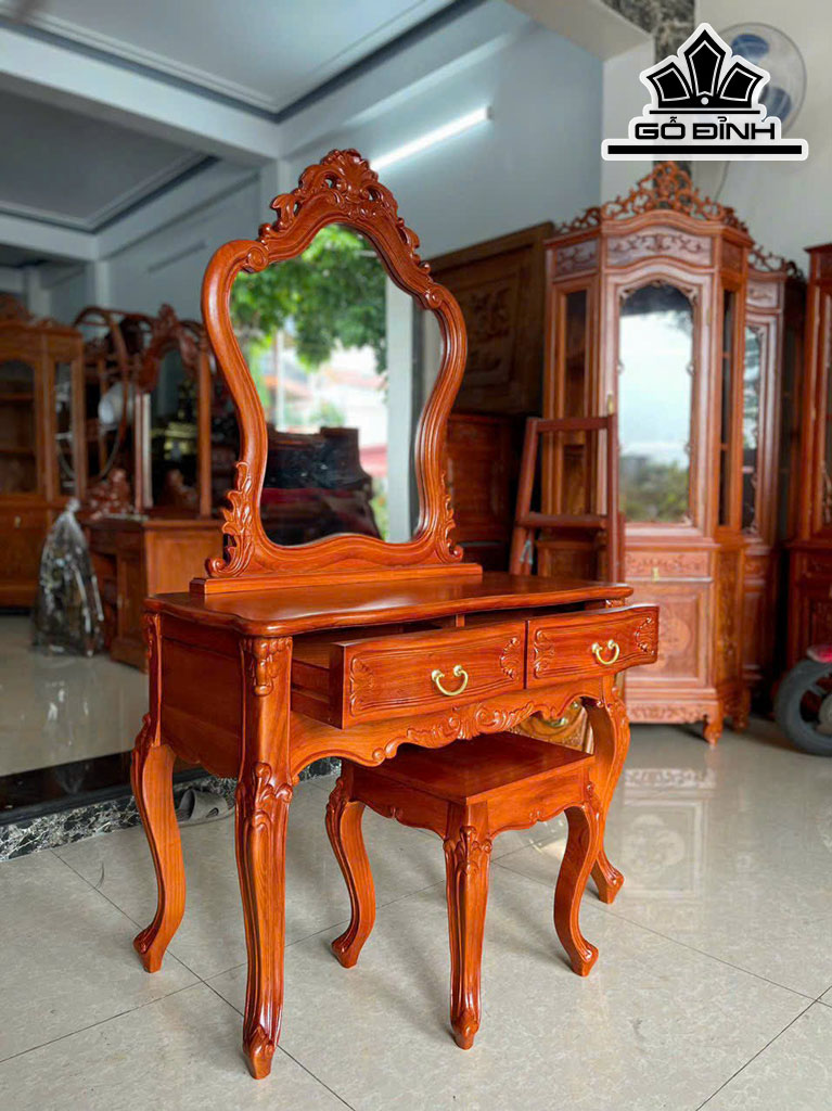 Bàn Trang Điểm Gỗ Gõ Cao 165 Ngang 97 Sâu 45 (cm)