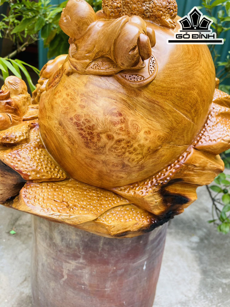 Tượng Di Lặc Gỗ Nu Hương Cao 40 Ngang 55 Sâu 26 (cm)