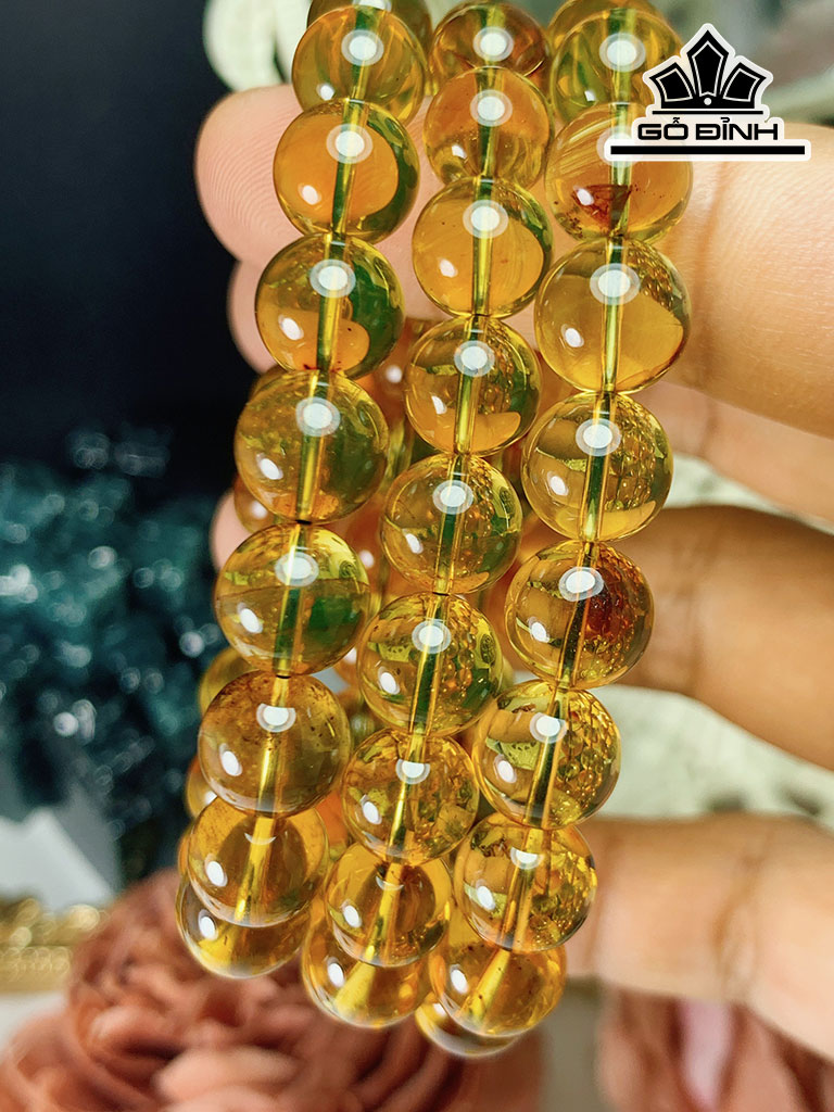 Vòng Tay Đá Hổ Phách Đường Kính Hạt 15,25 (mm)