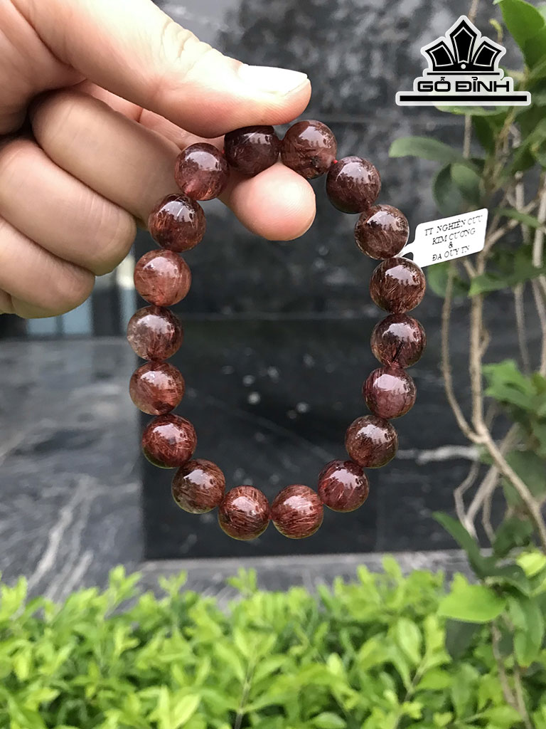 Vòng Tay Đá Thạch Anh Tóc Nâu Đường Kính Hạt 12 (mm)