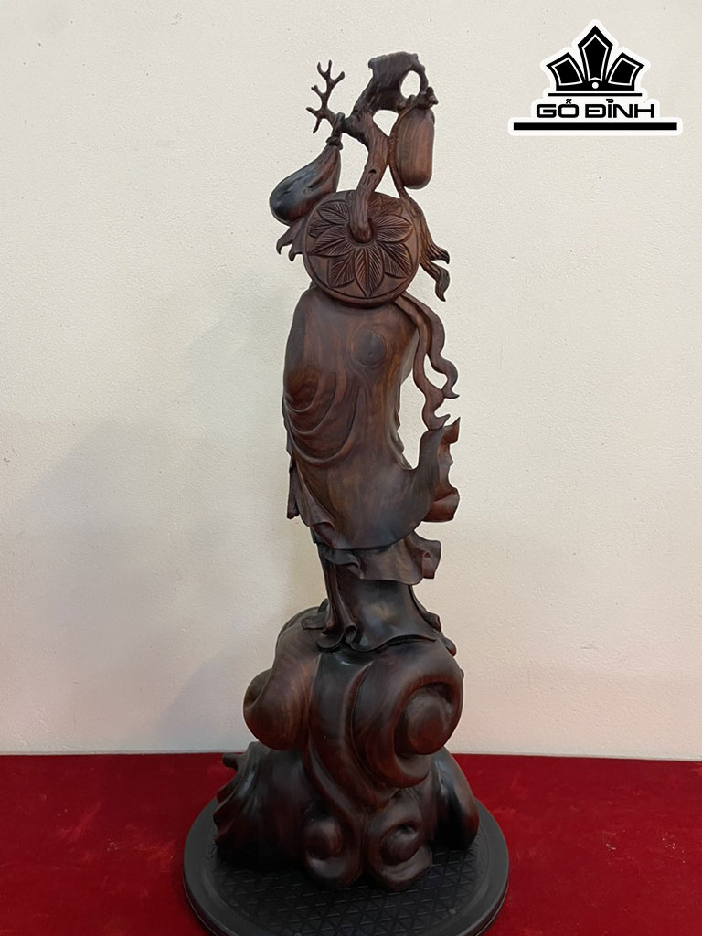 Tượng Đạt Ma Sư Tổ Gỗ Trắc Cao 69 Ngang 24 Sâu 20 (cm)