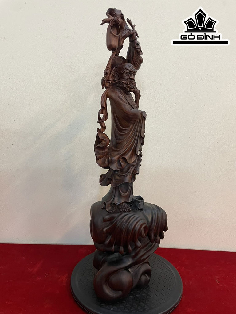 Tượng Đạt Ma Sư Tổ Gỗ Trắc Cao 69 Ngang 24 Sâu 20 (cm)