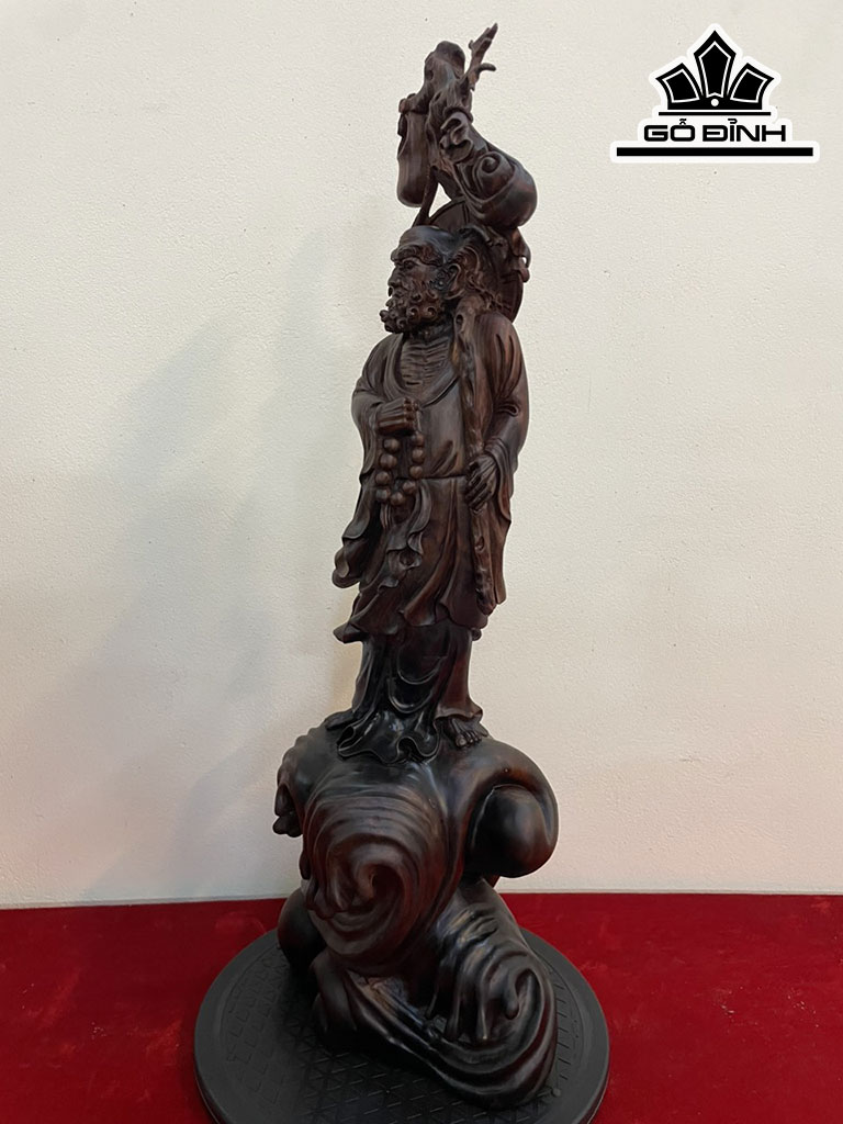 Tượng Đạt Ma Sư Tổ Gỗ Trắc Cao 69 Ngang 24 Sâu 20 (cm)
