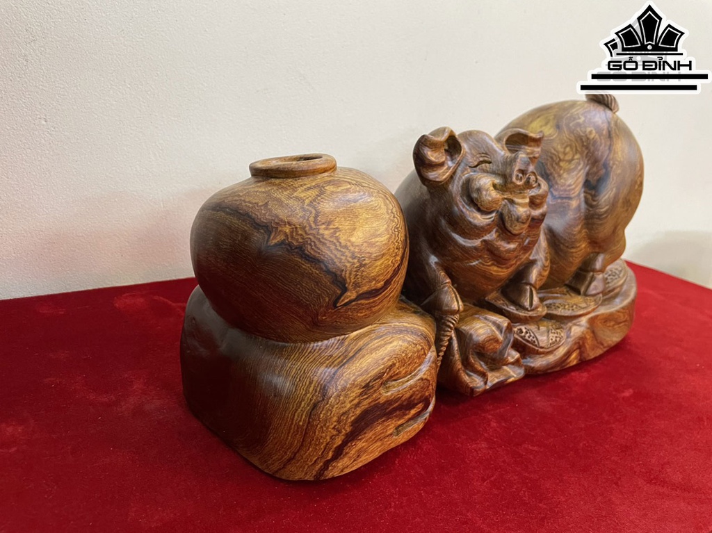 Tượng Heo Gỗ Cẩm Cao 23 Ngang 45 Sâu 16 (cm)