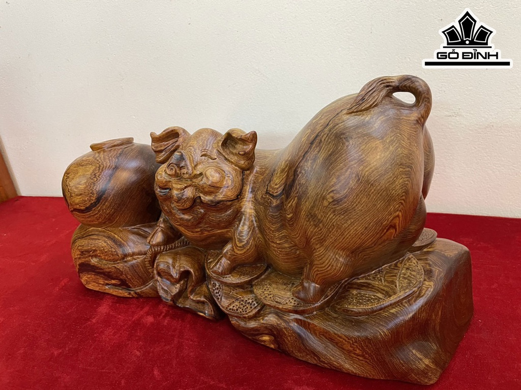 Tượng Heo Gỗ Cẩm Cao 23 Ngang 45 Sâu 16 (cm)