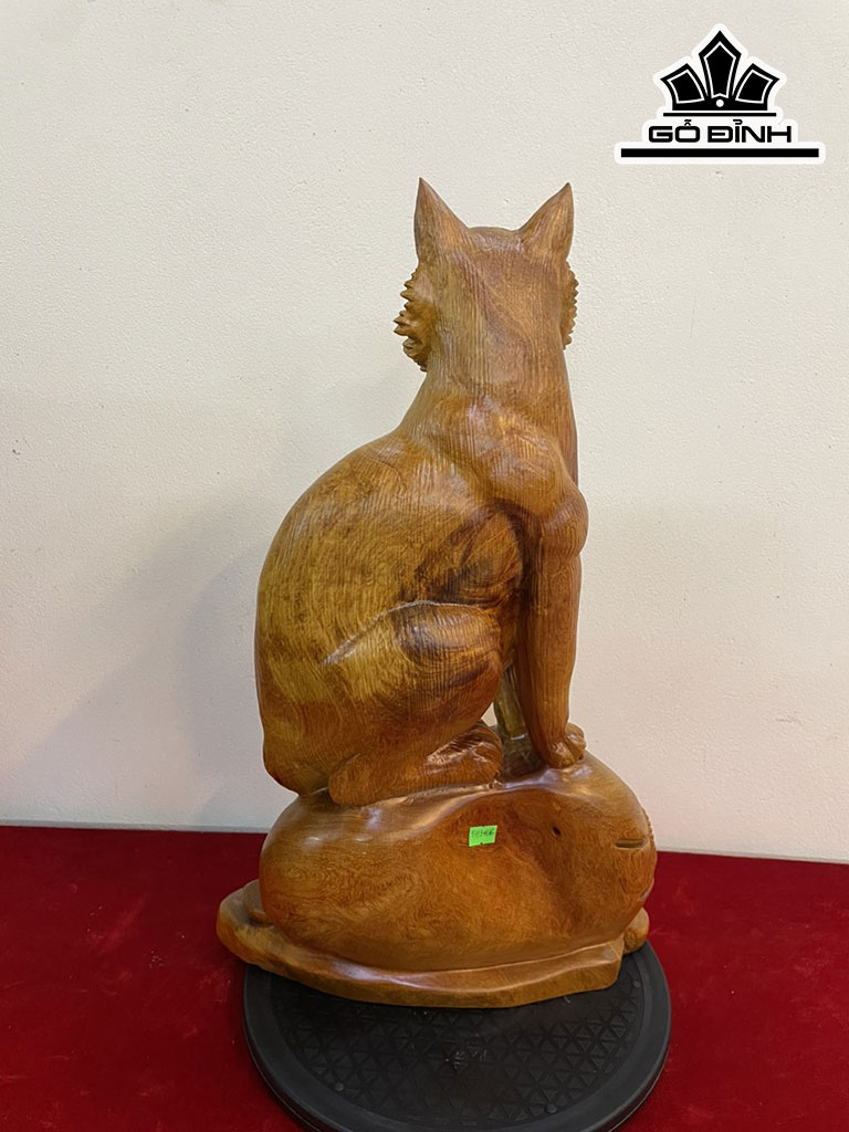 Tượng Mèo Gỗ Hương Cao 51 Ngang 34 Sâu 16 (cm)