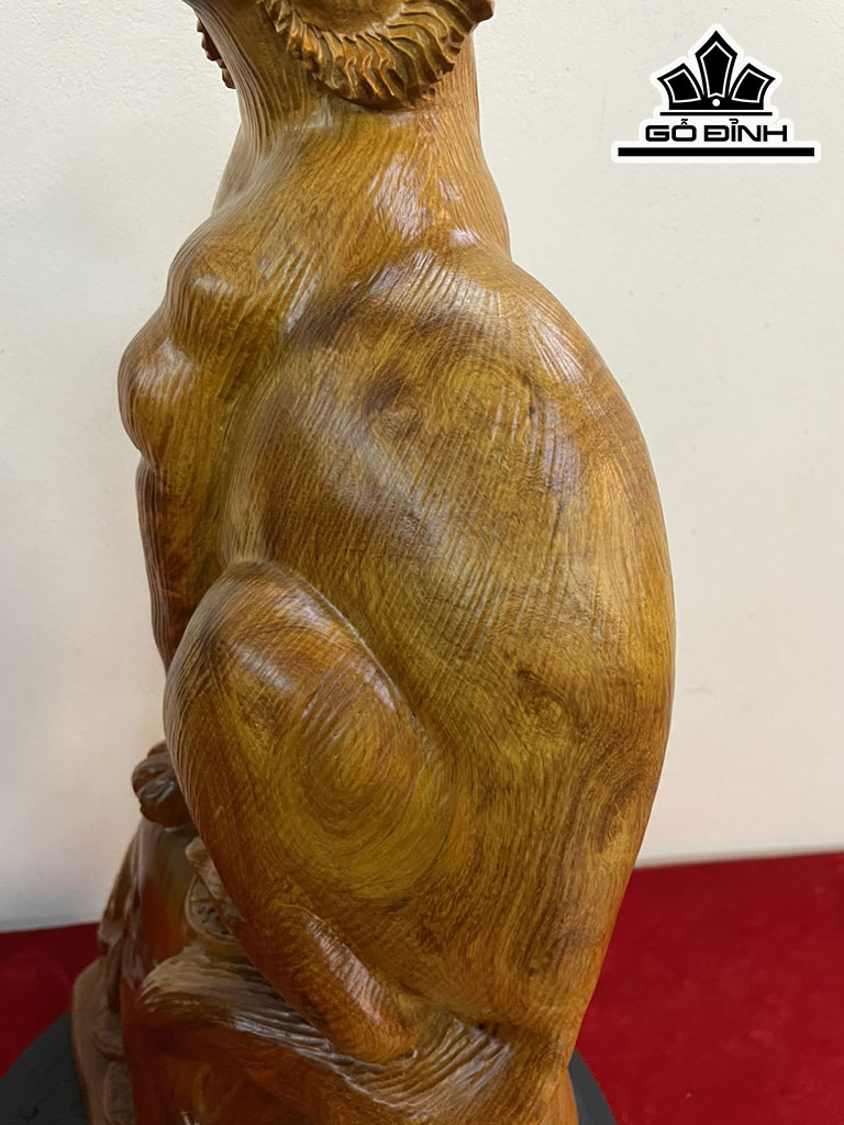 Tượng Mèo Gỗ Hương Cao 51 Ngang 34 Sâu 16 (cm)