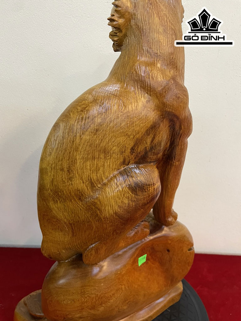 Tượng Mèo Gỗ Hương Cao 51 Ngang 34 Sâu 16 (cm)