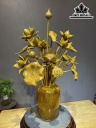 Bình Hoa Sen Gỗ Cẩm Vàng 21 Bông Cao 95 Ngang 60 Sâu 45 (cm)