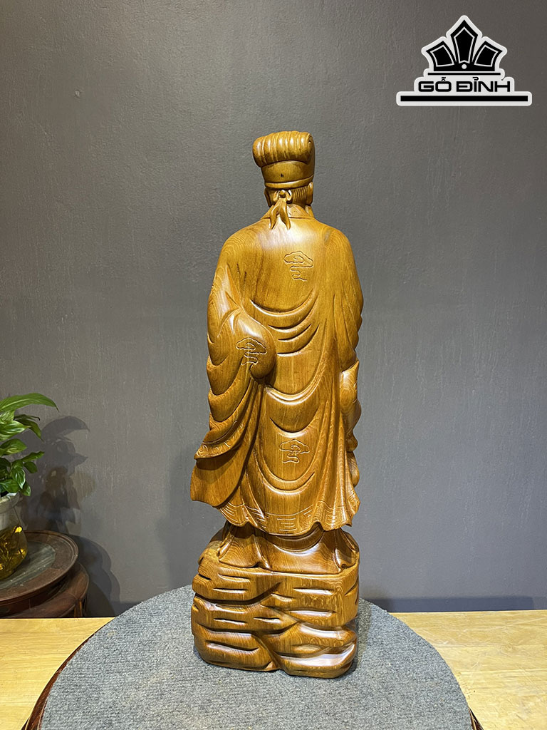 Tượng Gia Cát Lượng Gỗ Ngọc Am Cao 60 Ngang 18 Sâu 13 (cm)