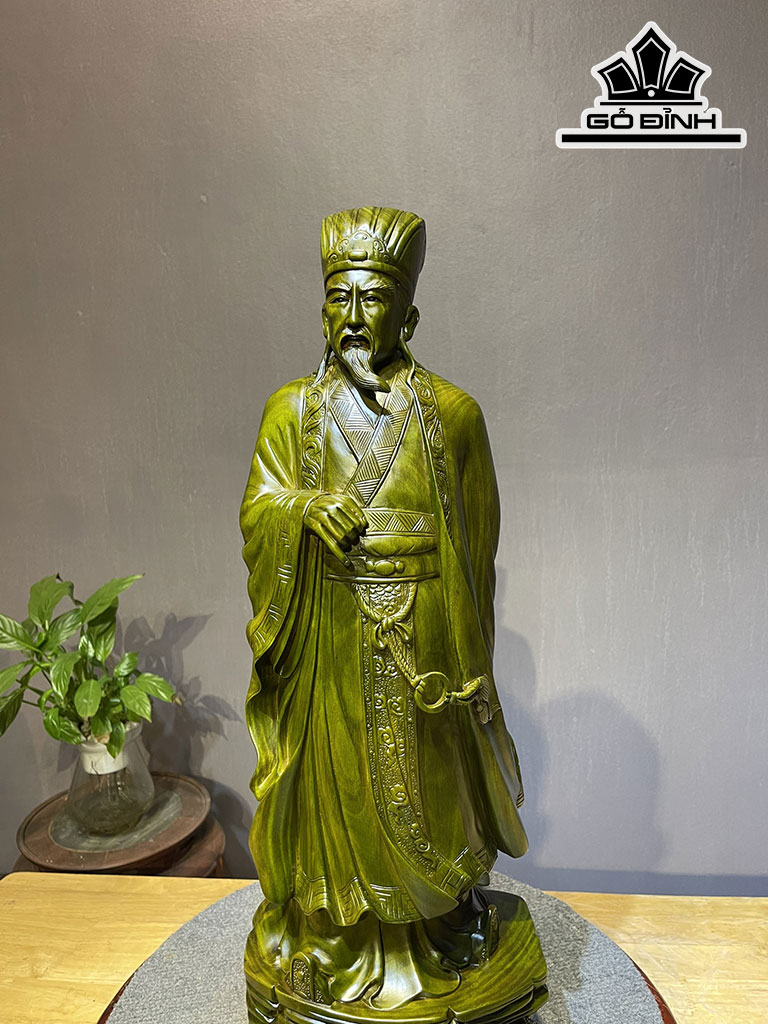 Tượng Gia Cát Lượng Gỗ Trắc Cao 60 Ngang 20 Sâu 14 (cm)