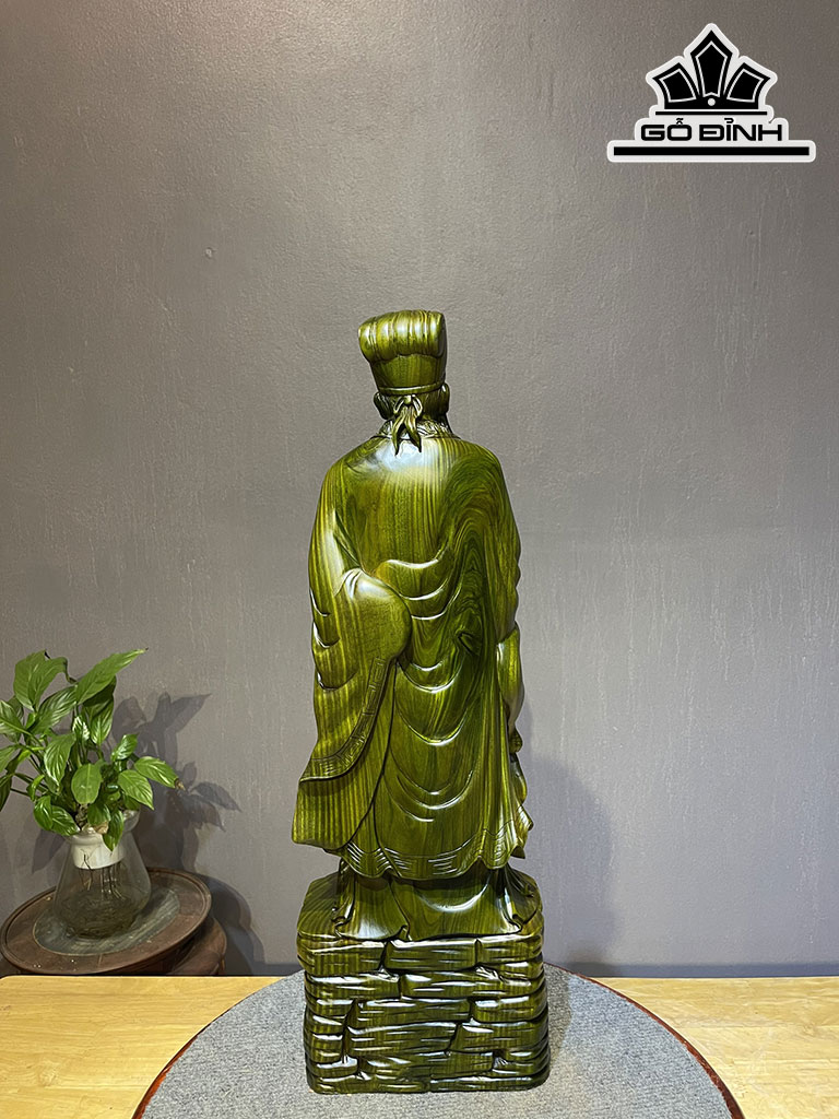 Tượng Gia Cát Lượng Gỗ Trắc Cao 60 Ngang 20 Sâu 14 (cm)