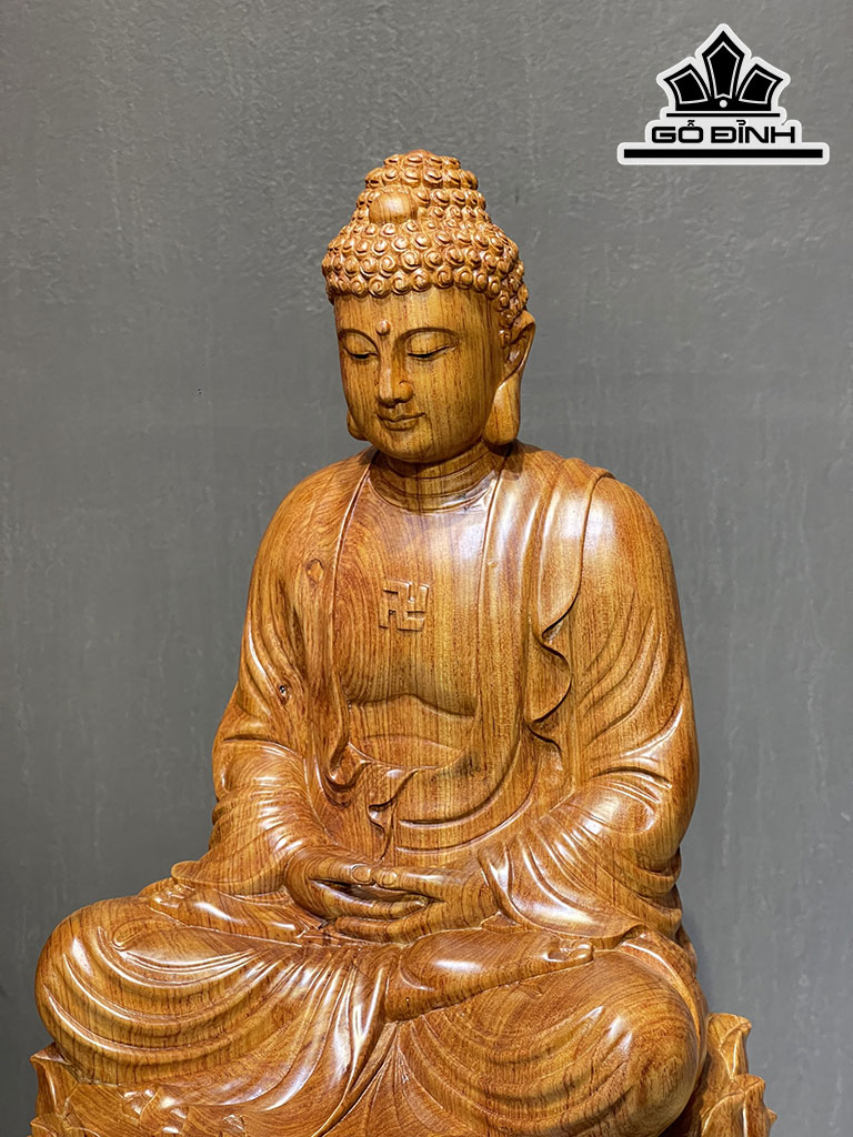 Tượng Phật A Di Đà Gỗ Hương Cao 50 Ngang 30 Sâu 29 (cm)