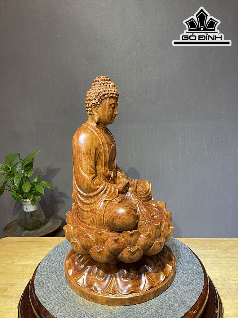 Tượng Phật A Di Đà Gỗ Hương Cao 50 Ngang 30 Sâu 29 (cm)