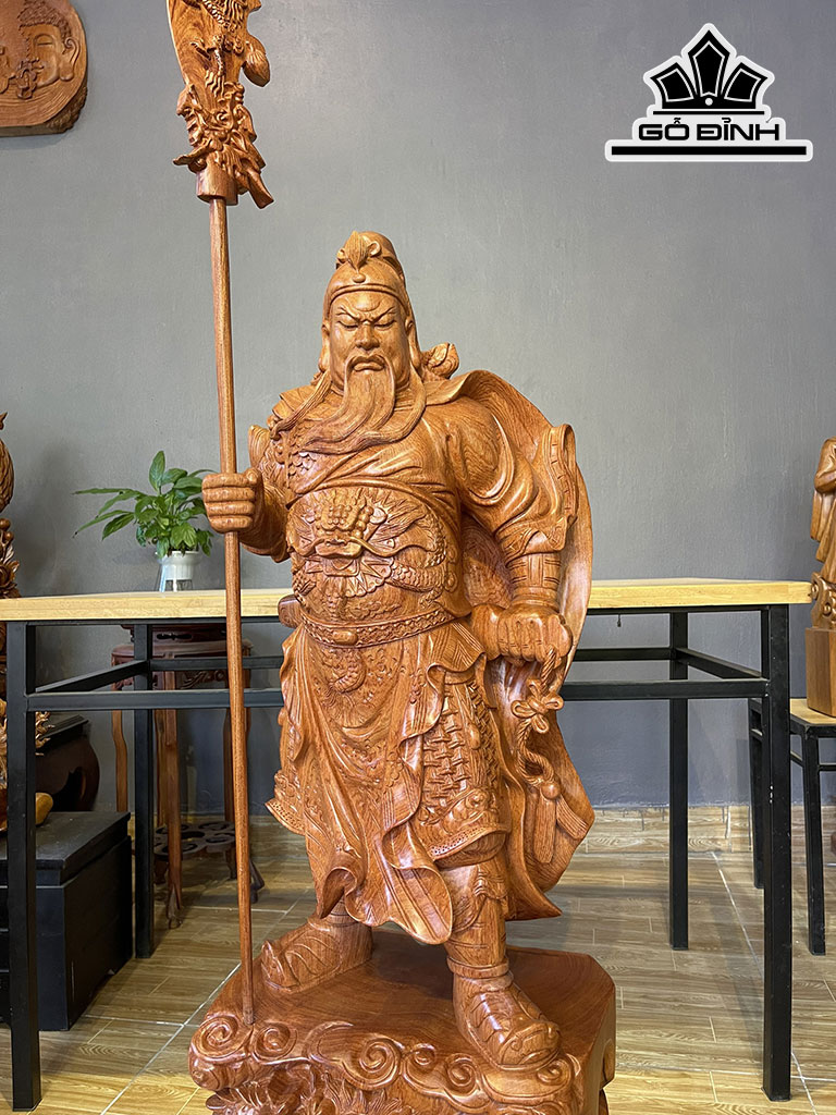 Tượng Quan Công Gỗ Hương Cao 102 Ngang 39 Sâu 25 (cm)