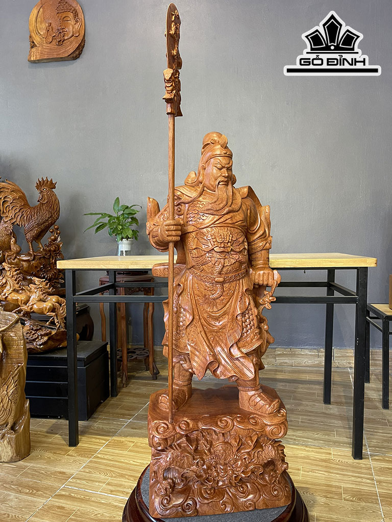 Tượng Quan Công Gỗ Hương Cao 102 Ngang 39 Sâu 25 (cm)