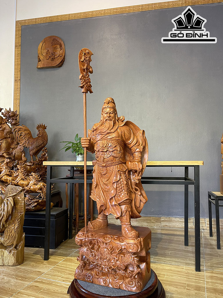 Tượng Quan Công Gỗ Hương Cao 102 Ngang 39 Sâu 25 (cm)
