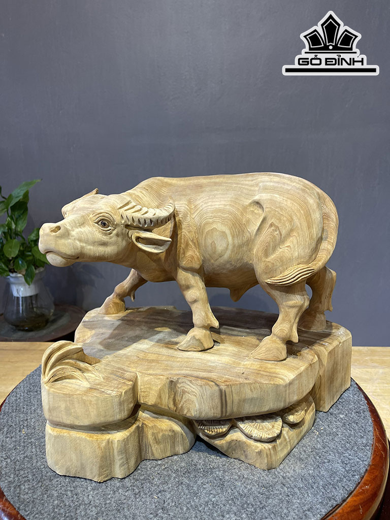 Tượng Trâu Gỗ Ngọc Am Cao 27 Ngang 35 Sâu 23 (cm)