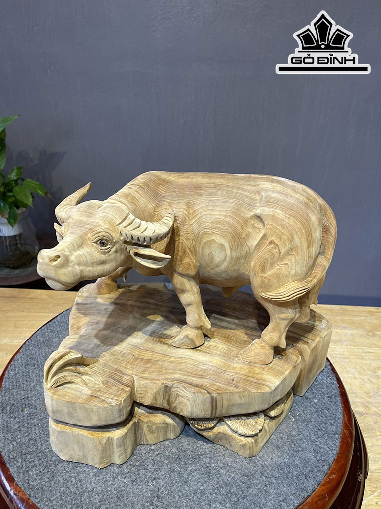 Tượng Trâu Gỗ Ngọc Am Cao 27 Ngang 35 Sâu 23 (cm)