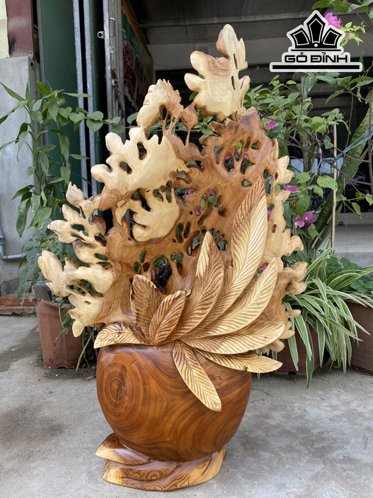 Bình Hoa Gỗ Hương Cao 83 Ngang 52 Sâu 22 (cm)