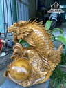 Tượng Cá Chép Vượt Vũ Môn Hóa Rồng Gỗ Xá Xị Cao 45 Ngang 48 Sâu 28 (cm)