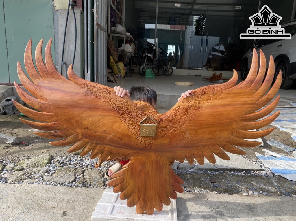 Tượng Đại Bàng Gỗ Hương Cao 90 Ngang 130 Sâu 28 (cm)