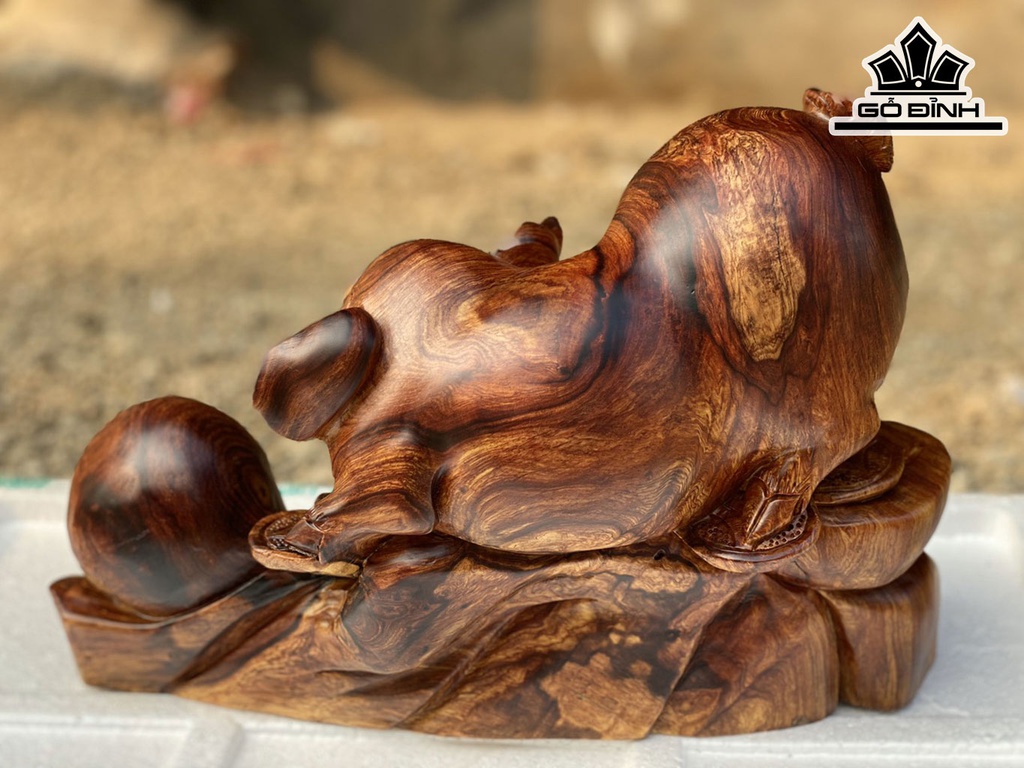 Tượng Heo Gỗ Cẩm Cao 25 Ngang 35 Sâu 15 (cm)