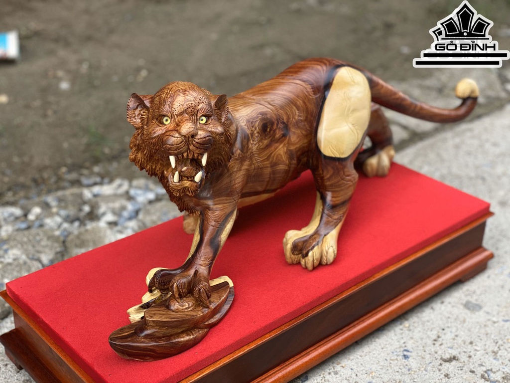 Tượng Hổ Phong Thủy Gỗ Cẩm Cao 24 Ngang 71 Sâu 21 (cm)